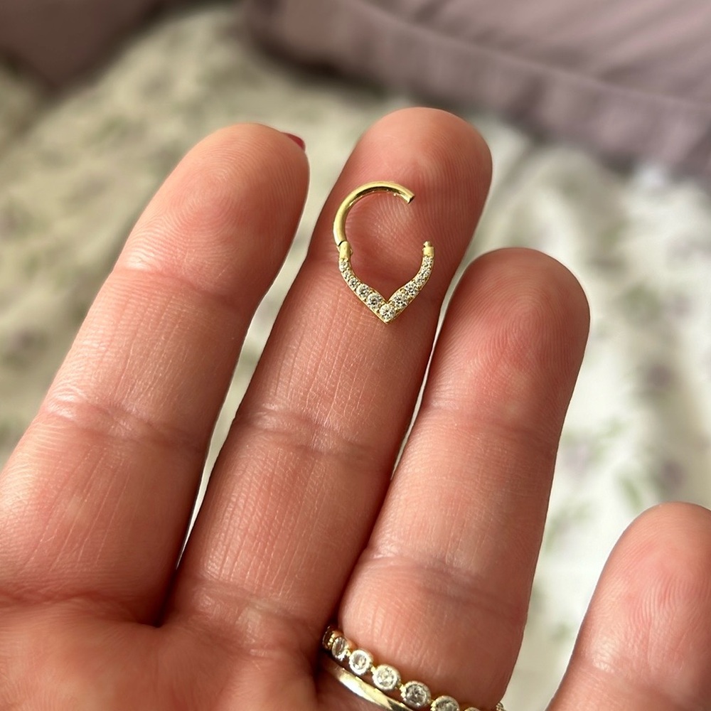 RISE + SHINE - CZ - YG - CLICKER - BUDDHA ORGANICS JEWELRY